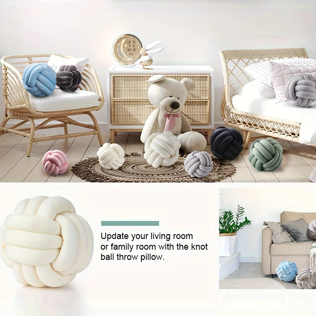 Art Deco Striped Knot Pillow – Modern Decorative Cushion