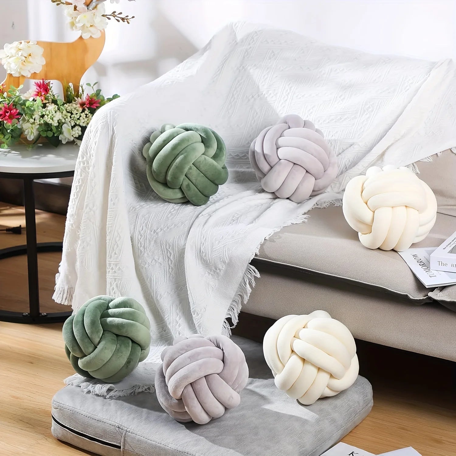 Art Deco Striped Knot Pillow – Modern Decorative Cushion