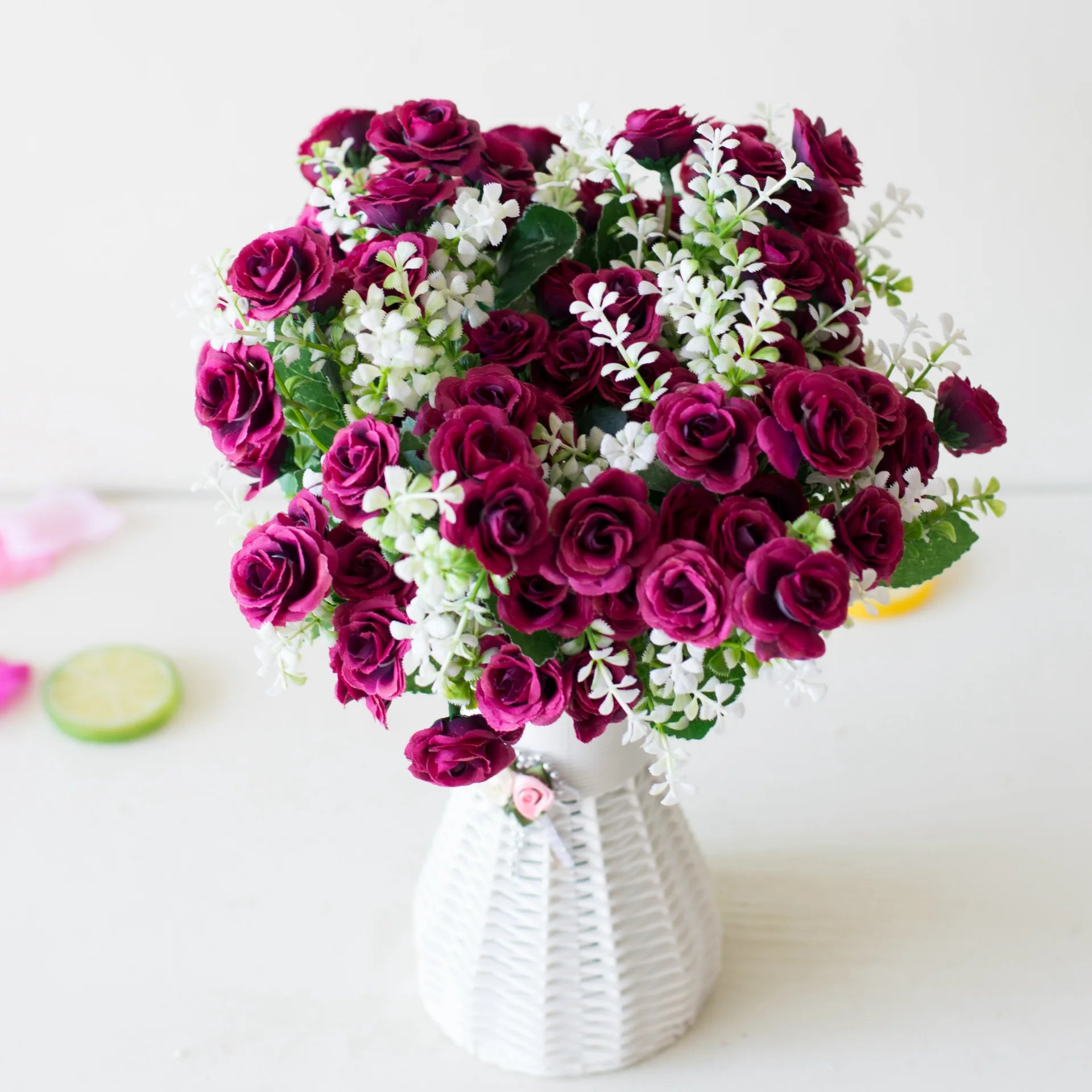 Artificial Mini Roses Bouquet – Elegant Home & Event Décor