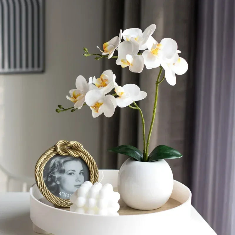 Silk Orchid with Leaves – Artificial Butterfly Orchid Bouquet