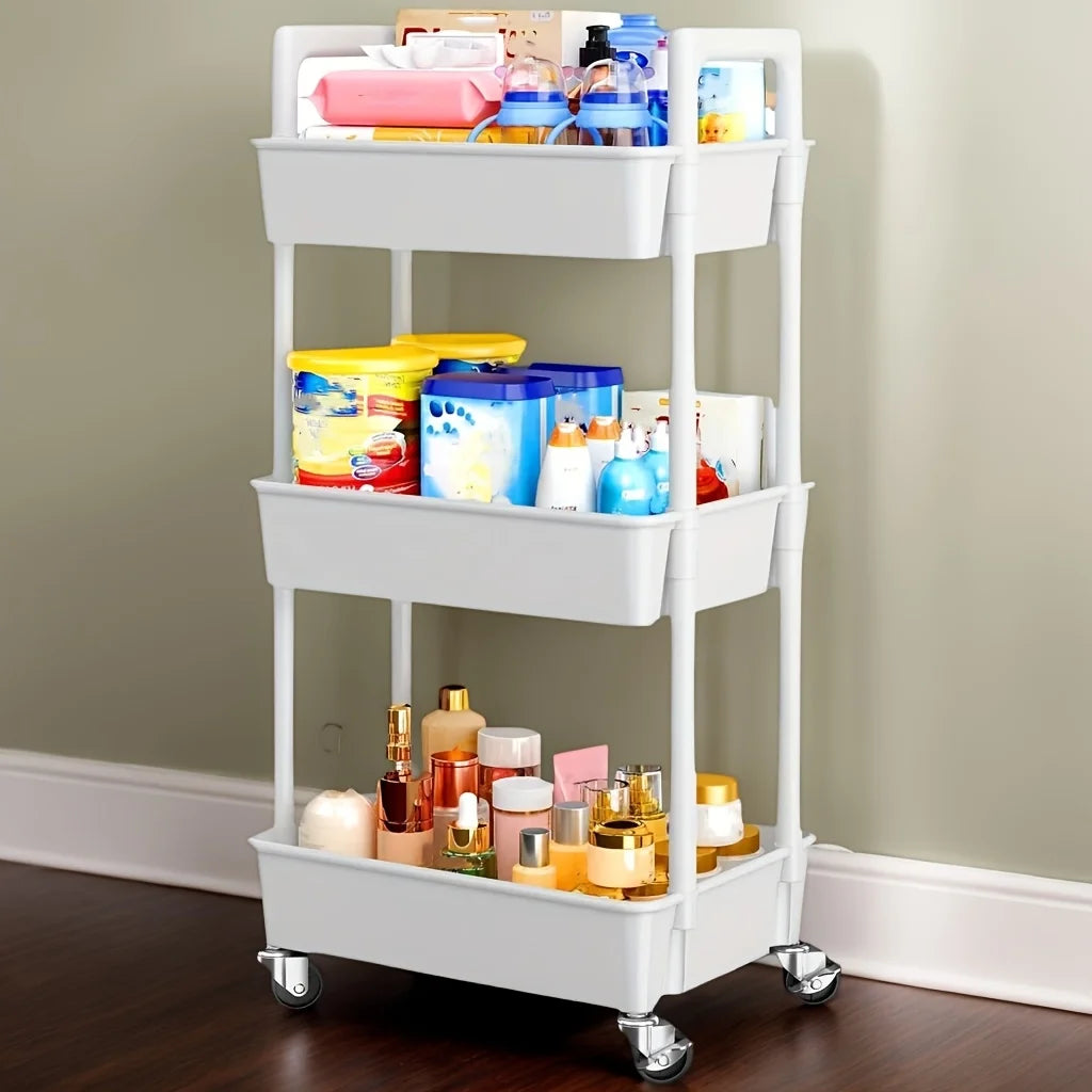 3-Tier Utility Rolling Cart – Multi-Purpose Storage