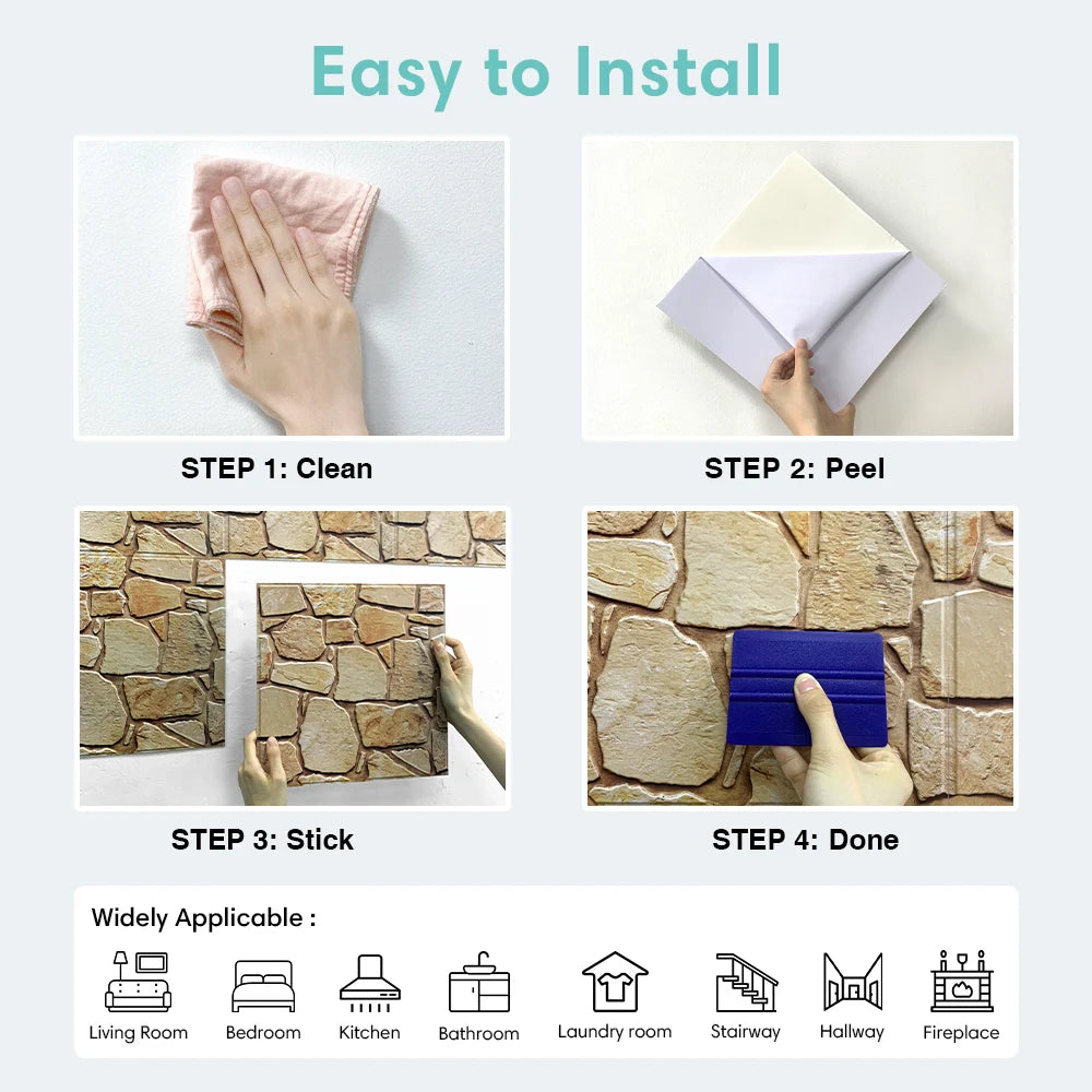 3D Faux Stone Wall Panels – Peel & Stick Décor
