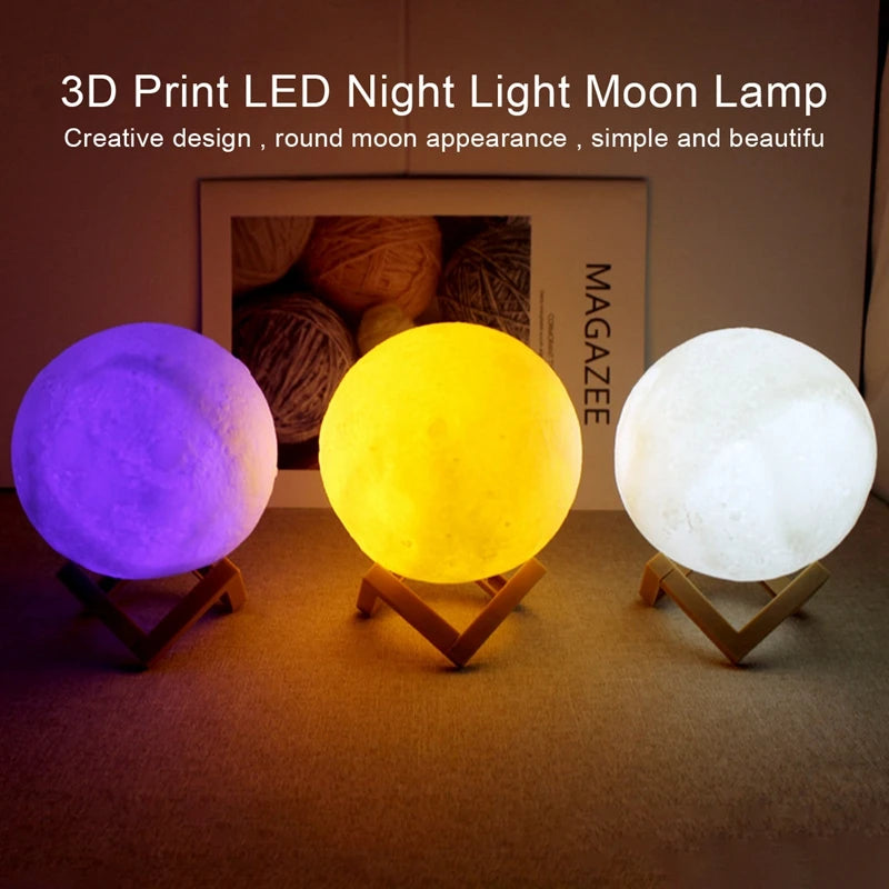 3D LED Moon Night Light – Galaxy Glow Décor