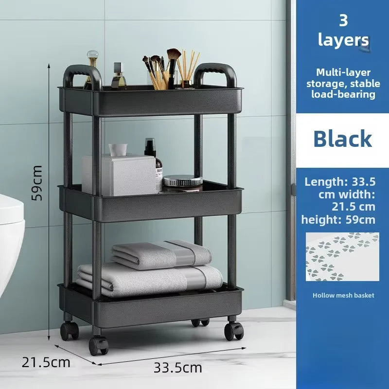 3-Tier Utility Rolling Cart – Multi-Purpose Storage