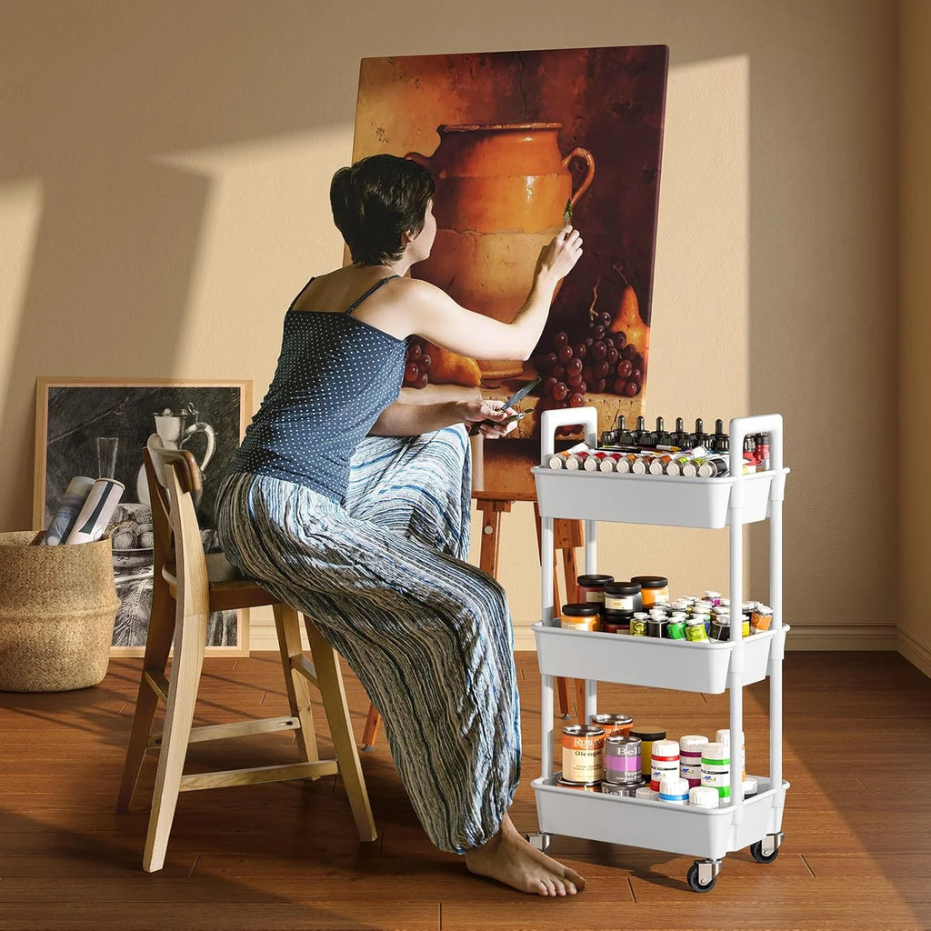 3-Tier Utility Rolling Cart – Multi-Purpose Storage
