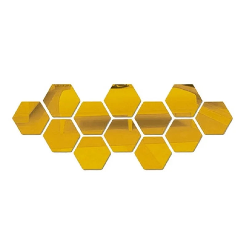 3D Hexagon Mirror Wall Stickers – Rose Gold