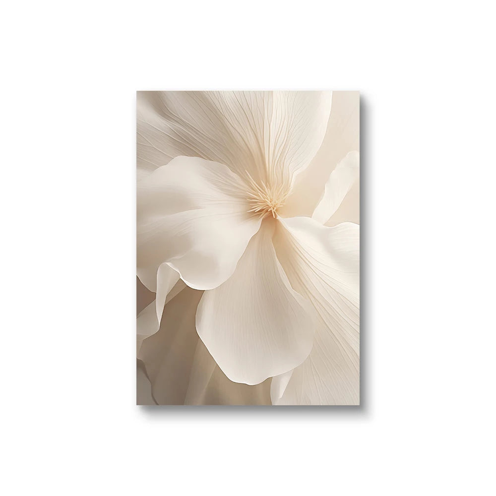 Frameless Beige Peony Canvas – Nordic Floral Wall Art