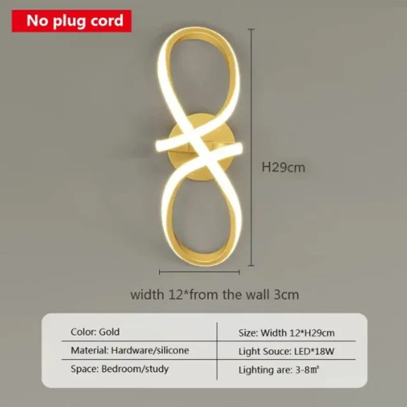 Modern LED Mobius Ring Wall Light – Black & Gold