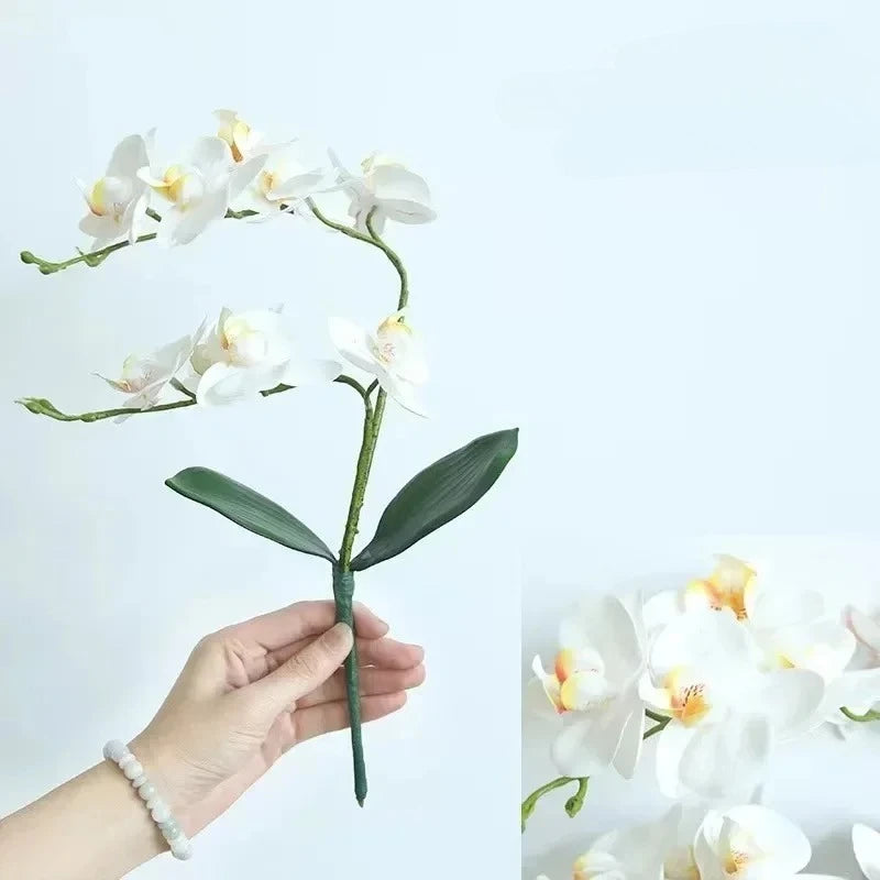 Silk Orchid with Leaves – Artificial Butterfly Orchid Bouquet