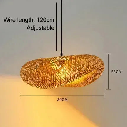 Bamboo Weaving LED Pendant Light – Handmade Vintage