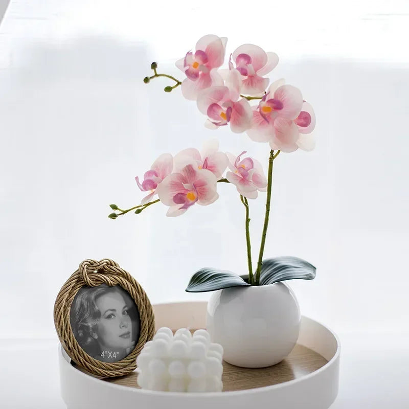 Silk Orchid with Leaves – Artificial Butterfly Orchid Bouquet