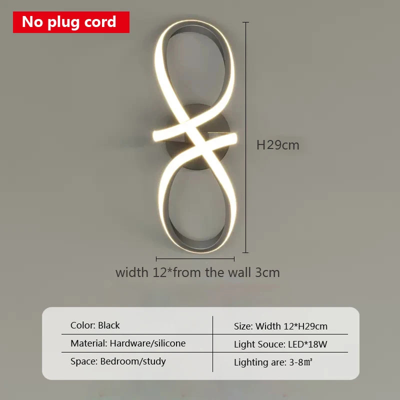 Modern LED Mobius Ring Wall Light – Black & Gold