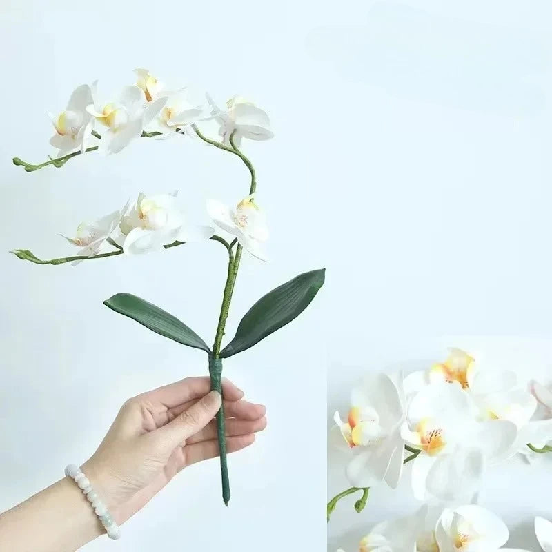 Silk Orchid with Leaves – Artificial Butterfly Orchid Bouquet