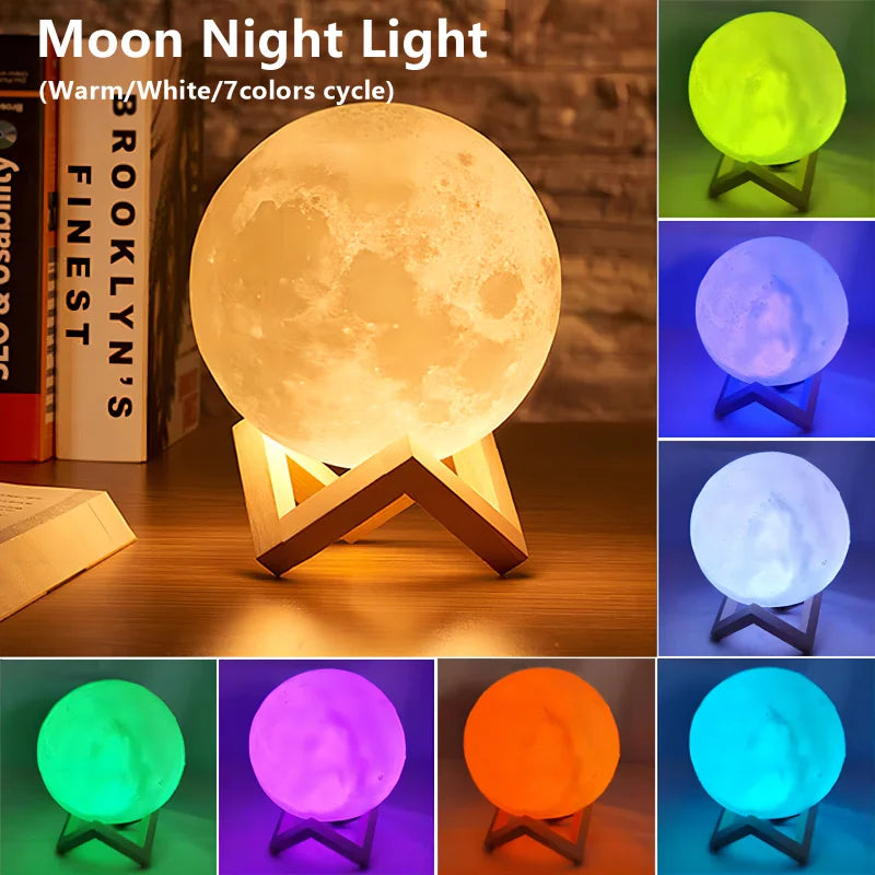 3D LED Moon Night Light – Galaxy Glow Décor