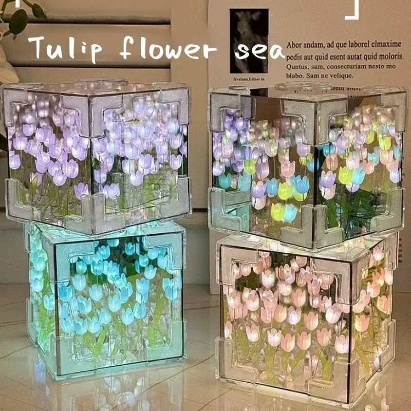 3D Tulip Flower Sea Night Lamp Kit – Romantic DIY Creative Gift