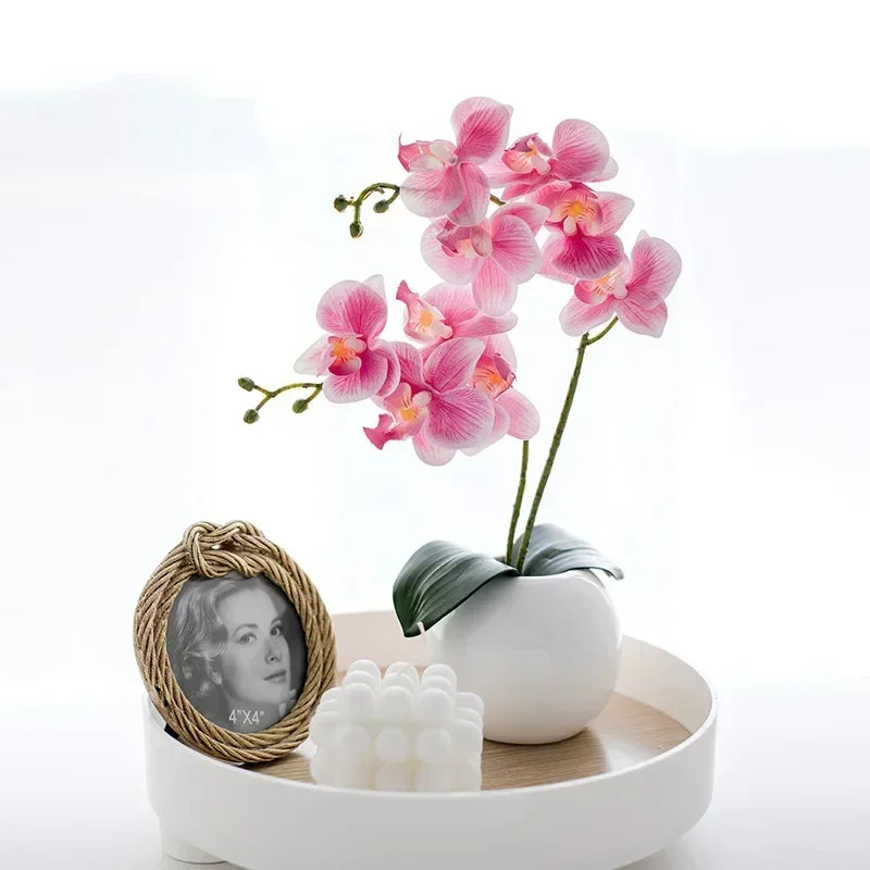 Silk Orchid with Leaves – Artificial Butterfly Orchid Bouquet